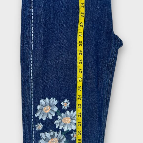 Lucky Brand Relaxed Stovepipe Jeans Floral Hand Painted Customized Size 4/27 - Picture 9 of 12